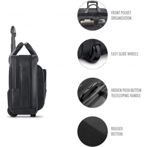  SOLO Solo Franklin Premium Leather 15.6 Inch Rolling Laptop Case, Black