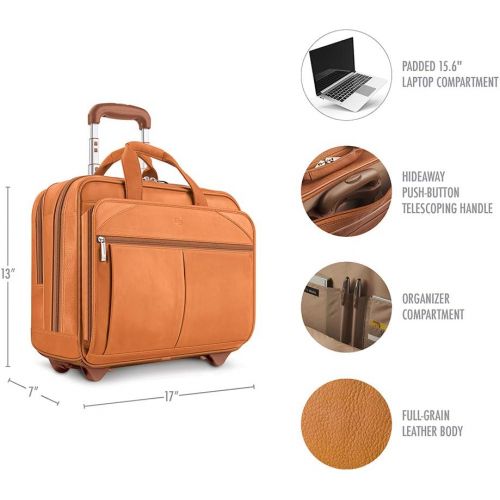  SOLO Solo Walker 15.6 Inch Premium Leather Rolling Laptop Case, Espresso