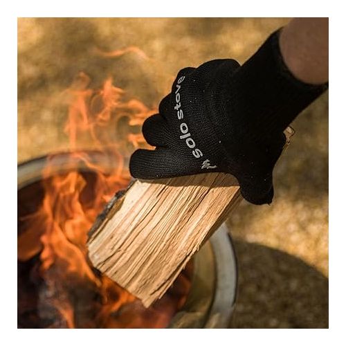  Solo Stove High Heat Gloves, Grill/BBQ Gloves, Oven Mitts, Heat-Resistant up to 450°F, Non-Slip, Black, One Size