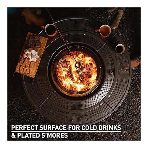  Solo Stove Fire Pit Surround Tabletop, Large | Elevation for Yukon Wood burning Outdoor Fire Pit, Powder-Coated Steel/UV-Resistant Outdoor Fabric, Dimensions (HxDia): 20.5 x 52.6 in, Black