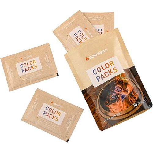  Solo Stove Color Pack 10 Color Changing Fire Packets, Adds Magic Fire Colorful Flames to Your Fire Pit & 4 Potential Fire Color - Blue, Green, Purple, and Yellow - Firepit Accessory for Outside Pits