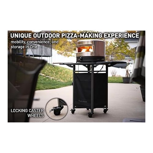  Solo Stove Pizza Oven Cart for Outdoor Pi Pizza Ovens | Portable Pizza Oven Table, Compatible with the entire Pi family, Locking Wheels, Foldable Shelves, Steel, Height: 35.75 in, Weight: 43 lbs