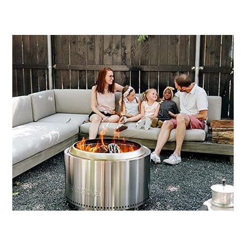  Solo Stove Yukon 2.0, Smokeless Fire Pit | Portable Wood Burning Fireplace with Removable Ash Pan, Large Outdoor Firepit - Stainless Steel, H: 17 in x Dia: 27 in, 38 lbs