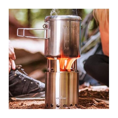  Solo Stove Pot 1800 Stainless Steel Companion Pot great Cookware for Backpacking Camping Survival Backpacking Kitchen and Cooking simple Equipment Set & Accessories for Hiking Campfires and Adventure