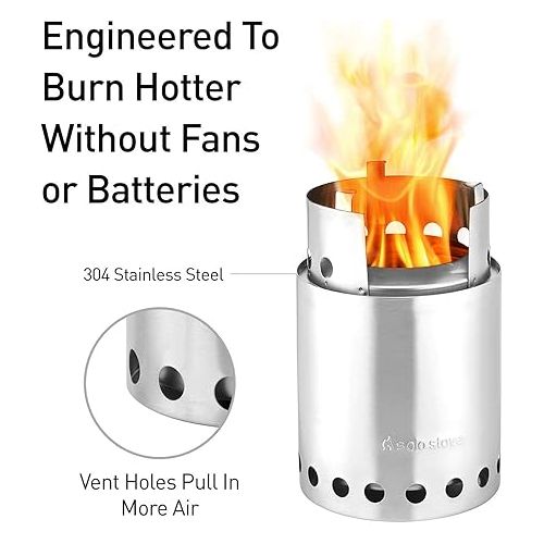  Solo Stove Titan Camping Stove Portable Stove for Backpacking and Outdoor Cooking Great Stainless Steel Camping Backpacking Stove Compact Wood Stove Design-No Batteries or Liquid Fuel Canisters Needed