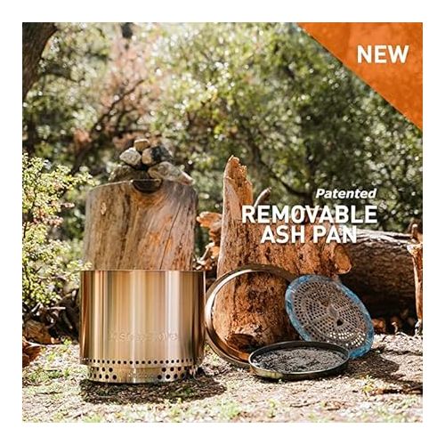  Solo Stove Bonfire 2.0, Smokeless Fire Pit | Wood Burning Fireplaces with Removable Ash Pan, Portable Outdoor Firepit - Ideal for Camping, Stainless Steel, H: 14 in x Dia: 19.5 in, 20 lbs