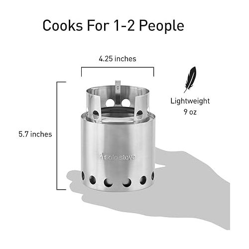  Solo Stove Lite - Portable Camping Hiking and Survival Stove | Powerful Efficient Wood Burning and Low Smoke | Gassification Rocket Stove for Quick Boil | Compact 4.2 Inches and Lightweight 9 Ounces