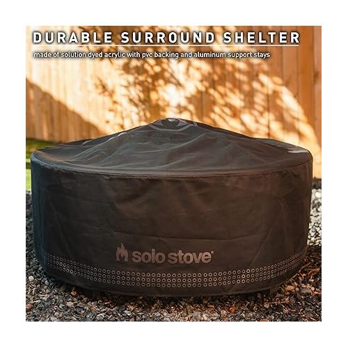  Solo Stove Surround Shelter Large | Protective Cover for Fire Pit Surround Table, Weather-Resistant, Solution Dyed Acrylic/PVC Backing/Aluminum Support Stays, Dims (HxDia): 20.8 x 54.1 in, Black