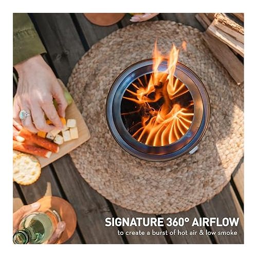  Solo Stove Mesa XL Tabletop Fire Pit with Stand | Low Smoke Outdoor Mini Fire for Urban & Suburbs | Fueled by Pellets or Wood, Stainless Steel, with Travel Bag, H: 8.6