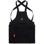 Solo Stove Apron | Durable Canvas Cooking Apron with Adjustable Straps, 6 Pockets, and Towel Loop - Perfect for Men and Women Chefs - Black, 600D Canvas Material, OneSize