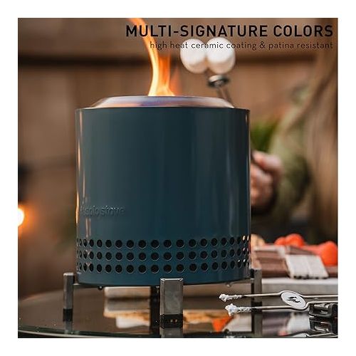  Solo Stove Mesa XL Tabletop Fire Pit with Stand | Low Smoke Outdoor Mini Fire for Urban & Suburbs | Fueled by Pellets or Wood, Stainless Steel, with Travel Bag, H: 8.6