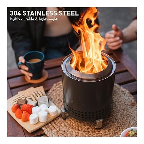  Solo Stove Mesa XL Tabletop Fire Pit with Stand | Low Smoke Outdoor Mini Fire for Urban & Suburbs | Fueled by Pellets or Wood, Stainless Steel, with Travel Bag, H: 8.6