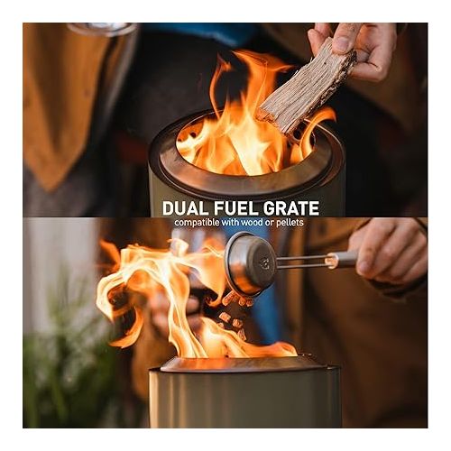  Solo Stove Mesa XL Tabletop Fire Pit with Stand | Low Smoke Outdoor Mini Fire for Urban & Suburbs | Fueled by Pellets or Wood, Stainless Steel, with Travel Bag, H: 8.6