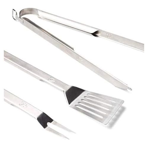  Solo Stove Heavy Duty Grill Tools 304 Stainless Steel BBQ Set Includes Spatula Tongs and Meat Fork Great Accessories for Outdoor Barbecue Grills Flip Spear and Turn Includes Heavy Duty Carry Case