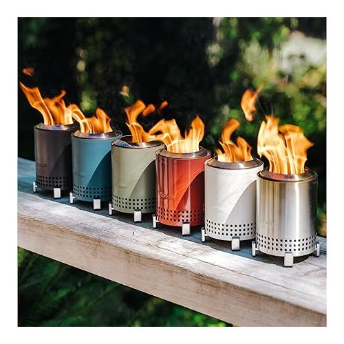  Solo Stove Mesa Tabletop Fire Pit | Low Smoke Outdoor Mini Fire for Urban & Suburbs | Fueled by Pellets or Wood, Safe Burning, Stainless Steel, with Travel Bag, Stand 6.9 x 5.1 in, 1.4lbs, Water