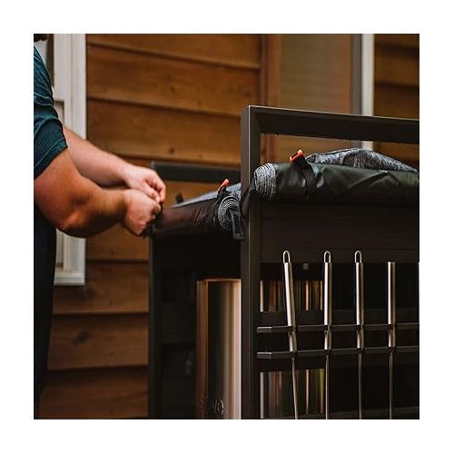  Solo Stove Station 4.4ft with UV Coated Cover Aluminum Firewood Rack for Fire Pits, Patio Logs, and Outdoor Tools Accessories, Flexible Wood Rack with Two Shelf Organization Log Rack, Grey