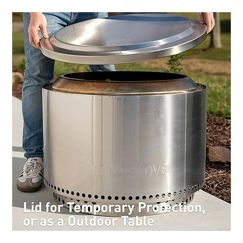  Solo Stove Yukon Backyard Bundle 2.0 | Incl. Yukon Smokeless Fire Pit with Stand, Shelter, Shield, Lid, Portable for Wood Burning, Removable Ash Pan, Stainless Steel, H: 19.8in x Dia: 27in, 50.85lbs