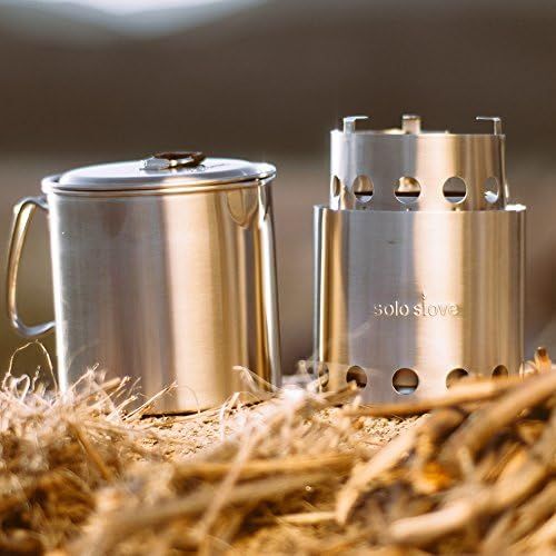  Solo Stove Solo Pot 900 - Lightweight Stainless Steel Backpacking Pot Boil Water Quickly Volume Markings and Pour Spout