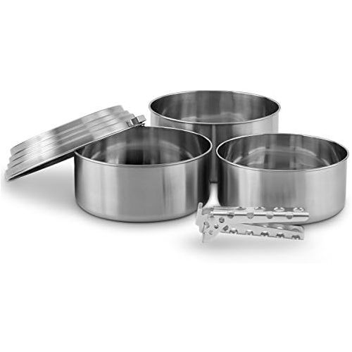  Solo Stove 3 Pot Set - Stainless Steel Camping & Backpacking Cookware Great for Use with Lightweight Aluminum Pot Gripper Included.