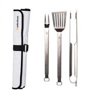 Solo Stove Heavy Duty Grill Tools 304 Stainless Steel BBQ Set Includes Spatula Tongs and Meat Fork Great Accessories for Outdoor Barbecue Grills Flip Spear and Turn Includes Heavy