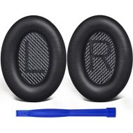 SoloWIT Replacement Earpads Cushions for Bose QuietComfort 35 (QC35) & Quiet Comfort 35 II (QC35 ii) Headphones, Ear Pads with Softer Leather, Noise Isolation Foam, Added Thickness (Black)