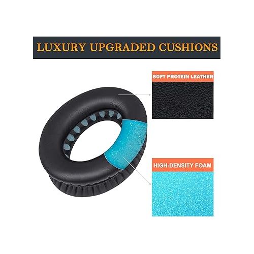  SoloWIT Replacement Earpads Cushions for Bose QuietComfort 35 (QC35) & Quiet Comfort 35 II (QC35 ii) Headphones, Ear Pads with Softer Leather, Noise Isolation Foam, Added Thickness (Black)