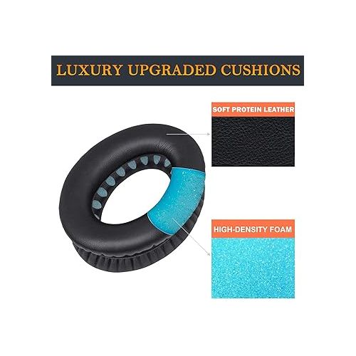  SoloWIT Earpads Cushions for Bose Headphones, Replacement Ear Pads for Bose QuietComfort 15 QC15 QC25 QC2 QC35/Ae2 Ae2i Ae2w/SoundTrue & SoundLink Around-Ear Series (QC25 PL Black&Blue)