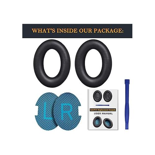  SoloWIT Earpads Cushions for Bose Headphones, Replacement Ear Pads for Bose QuietComfort 15 QC15 QC25 QC2 QC35/Ae2 Ae2i Ae2w/SoundTrue & SoundLink Around-Ear Series (QC25 PL Black&Blue)