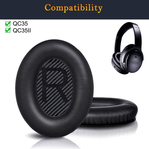  SoloWIT Professional Replacement Earpads Cushions for Bose QuietComfort 35 (QC35) & Quiet Comfort 35 II (QC35 ii) Headphones, Ear Pads with Softer Leather, Noise Isolation Foam, Added Thic