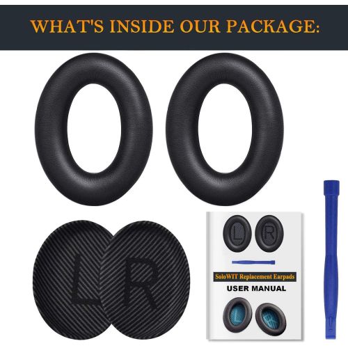  SoloWIT Professional Replacement Earpads Cushions for Bose QuietComfort 35 (QC35) & Quiet Comfort 35 II (QC35 ii) Headphones, Ear Pads with Softer Leather, Noise Isolation Foam, Added Thic