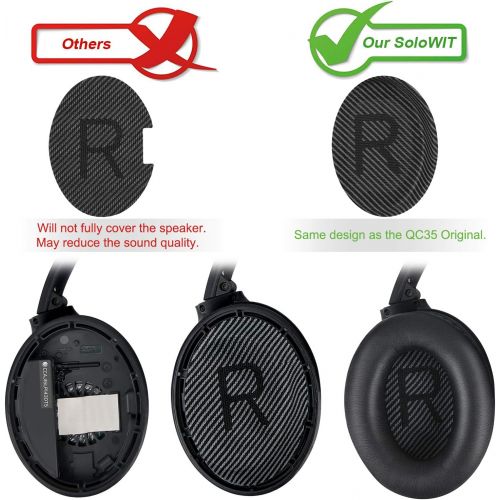  SoloWIT Professional Replacement Earpads Cushions for Bose QuietComfort 35 (QC35) & Quiet Comfort 35 II (QC35 ii) Headphones, Ear Pads with Softer Leather, Noise Isolation Foam, Added Thic