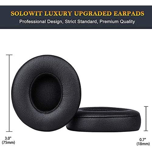  [아마존베스트]SoloWIT Professional Replacement Ear Pads for Beats Solo 2 & Solo 3 Wireless On-Ear Headphones with Soft Protein Leather, Strong Tape