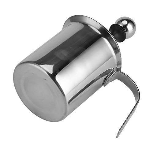  [아마존베스트]Solomi Milk Frother - Manual Stainless Steel Milk Frother for Coffee Cappuccino Frother 2 Sizes, Silver, 400ml