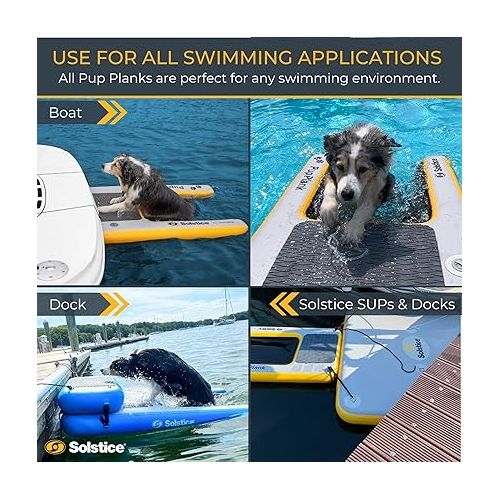  SOLSTICE ORIGINAL Inflatable Pup Plank Dog Float Floating Ramp Ladder for Pools Boats Docks | Dog On Water Ladder Steps | for Swimming Pets Up to 200 Pounds | Claw Friendly Safe & Easy for Large Dogs