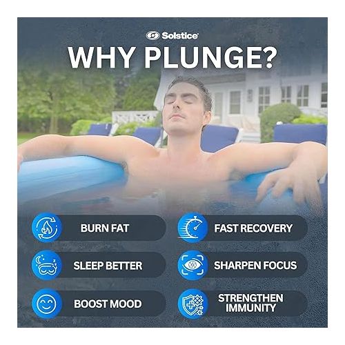  SOLSTICE ORIGINAL Inflatable Cold Plunge Ice Bath Tub Compatible W/ Water Chillers & Ozone Filters | Outdoor & Indoor | Inlet Outlet Connection for Accessories | Insulated Lid Hot Cold | 100 Gallon