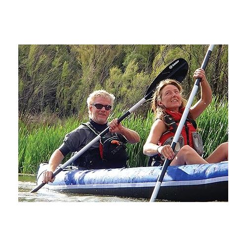  SOLSTICE Durango 1 to 2 Person Inflatable Fishing Kayak Boat W/ Fabric Cover For Adults & Kids 11' X 37.5'' | Tandem 2 Adjustible Bucket Seats, Bungee Storage, Skeg Pump Bag | Heavy Duty PVC & Fabric