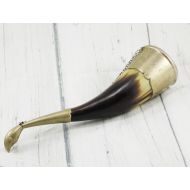 SomeVintage4you Decorative horn Viking drinking horn on the wall Olimpic Games mountain man wall home decor Cow cup accessory metal bird head mead cup wine