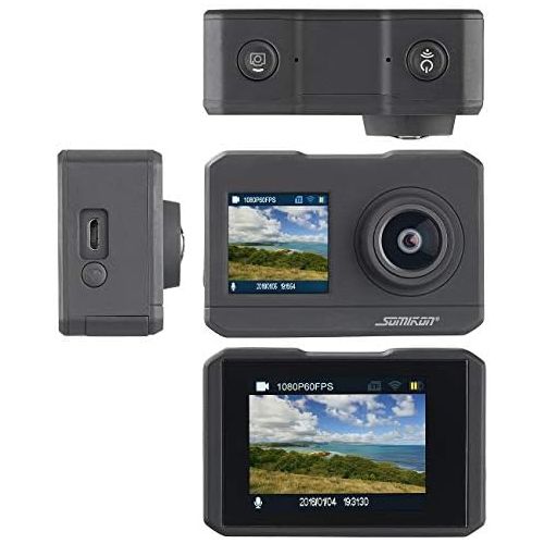  Somikon 4K Action Cam: UHD-Action-Cam mit 2 Displays, WLAN und Marken-Bildsensor, IPX8 (Unterwassercamera)