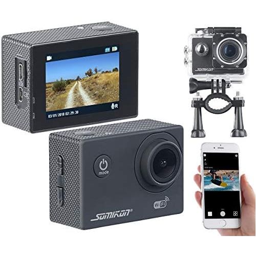  [아마존베스트]Somikon Action Camera: UHD Action Cam DV-3717 with WiFi, Brand Image Sensor and App, IPX8 (Bicycle Camera)