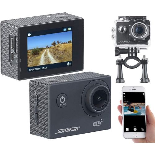  [아마존베스트]Somikon Action Camera: UHD Action Cam DV-3717 with WiFi, Brand Image Sensor and App, IPX8 (Bicycle Camera)