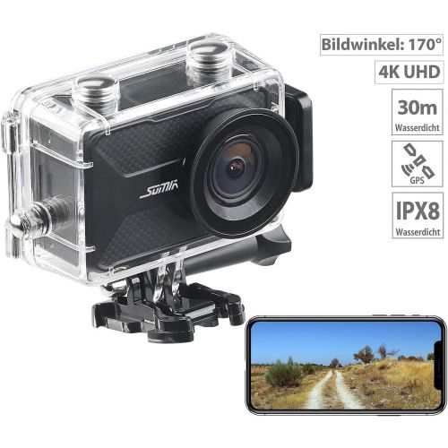  [아마존베스트]Somikon Action Cam: 4K Action Cam with GPS and WiFi, Underwater Case with IPX8 (Sports Cam)