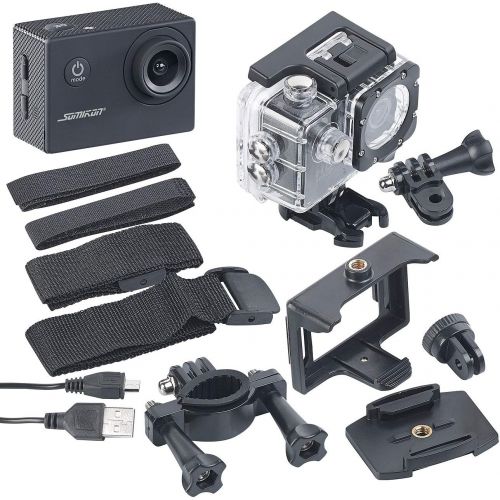  [아마존베스트]Somikon DV-1212 V2 Helmet Camera: HD Action Cam with Underwater Housing IP68 up to 30 m (Underwater Camera)