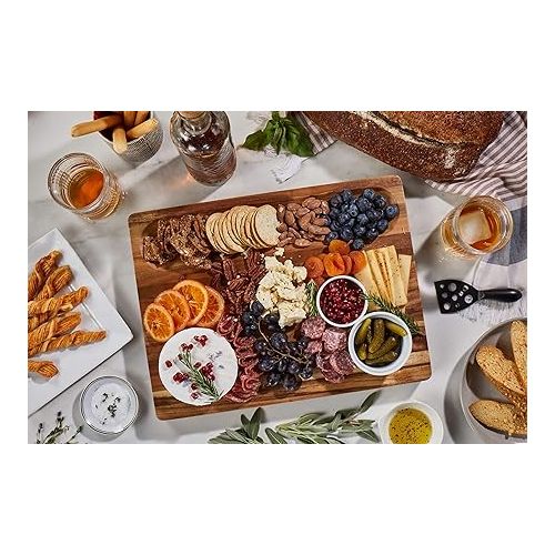  Sonder Los Angeles, Thick Sustainable Acacia Wood Cutting Board for Kitchen with Juice Groove, Sorting Compartment, Charcuterie 16x12x1.5 in (Gift Box Included)