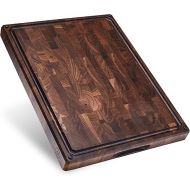 Sonder Los Angeles, Made in USA, Large Thick End Grain Walnut Wood Cutting Board with Non-Slip Feet, Juice Groove, Sorting Compartments for Kitchen 17x13x1.5 in (Gift Box Included)