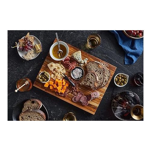  Sonder Los Angeles, Large Teak Wood Cutting Board for Kitchen with Juice Groove, Reversible Charcuterie Butcher Block 18x14x1.25 in (Gift Box Included)