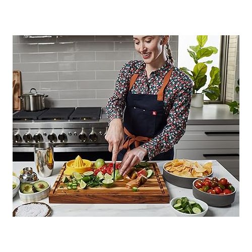  Sonder Los Angeles, Large Teak Wood Cutting Board for Kitchen with Juice Groove, Reversible Charcuterie Butcher Block 18x14x1.25 in (Gift Box Included)