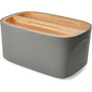 Sonder Los Angeles, Modern Bamboo Fiber (Charcoal) Bread Box for Kitchen Countertop with Reversible Wood Serving Lid, Homemade Bread Storage 14.25 x 9.25 x 7in, Storage Bin and Bread Container