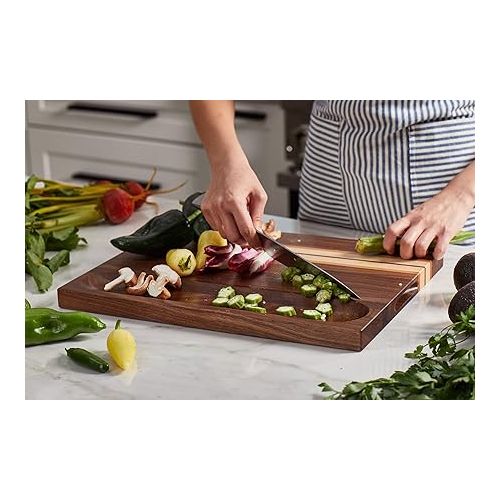  Sonder Los Angeles, Large Walnut/Cherry/Maple Wood Cutting Board for Kitchen, Charcuterie Wooden Board, Sorting Compartment, Reversible 17x13x1.1 in (Gift Box Included)