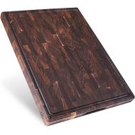 Sonder Los Angeles, Made in USA, Large Thick End Grain Walnut Wood Cutting Board with Non-Slip Feet, Juice Groove for Kitchen 20x15x1.5 in (Gift Box Included)