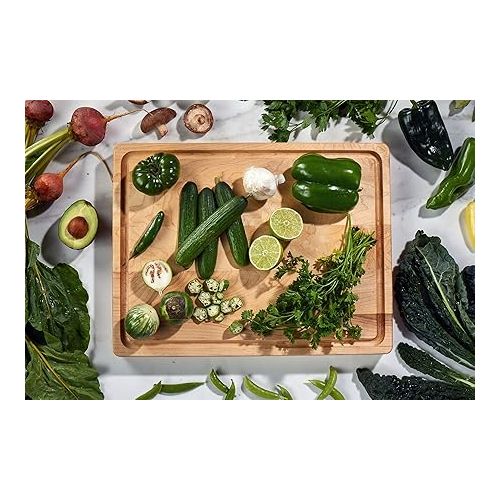  Sonder Los Angeles, Made in USA, Large Thick Maple Wood Cutting Board for Kitchen with Juice Groove, Sorting Compartment, Charcuterie Wooden Board 17x13x1.5 in (Gift Box Included)